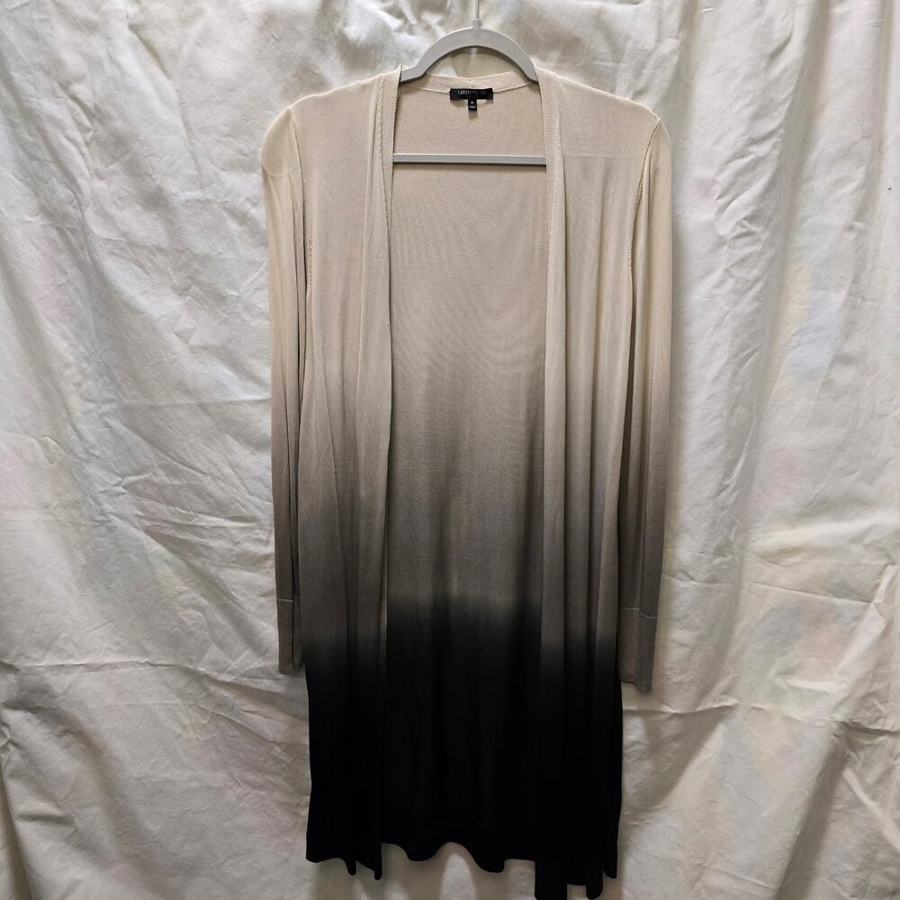 Lafayette 148 New York beige black ombre long sleeve duster open cardigan medium
